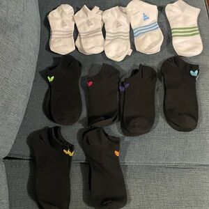 adidas Men's Black and White Ankle Socks with Color Accents